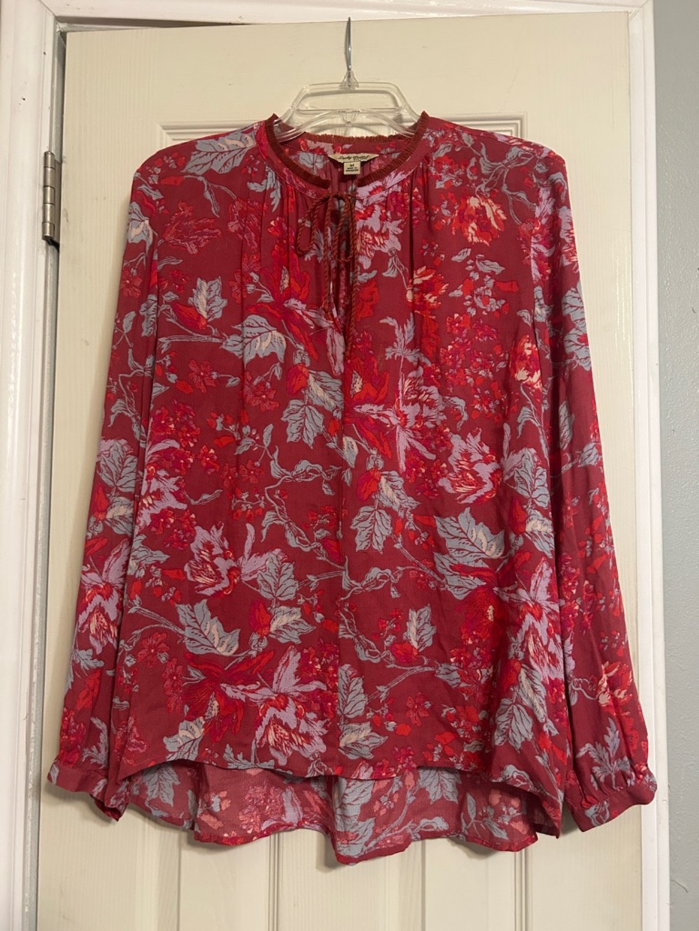 Lucky Brand red floral blouse